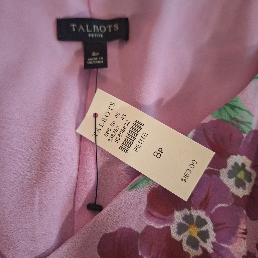 Talbots Georgette Botanical Floral Dress Sz 8P NWT *V - Picture 8 of 9